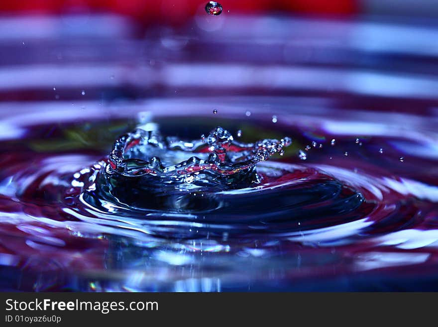 Water drop with flower in background