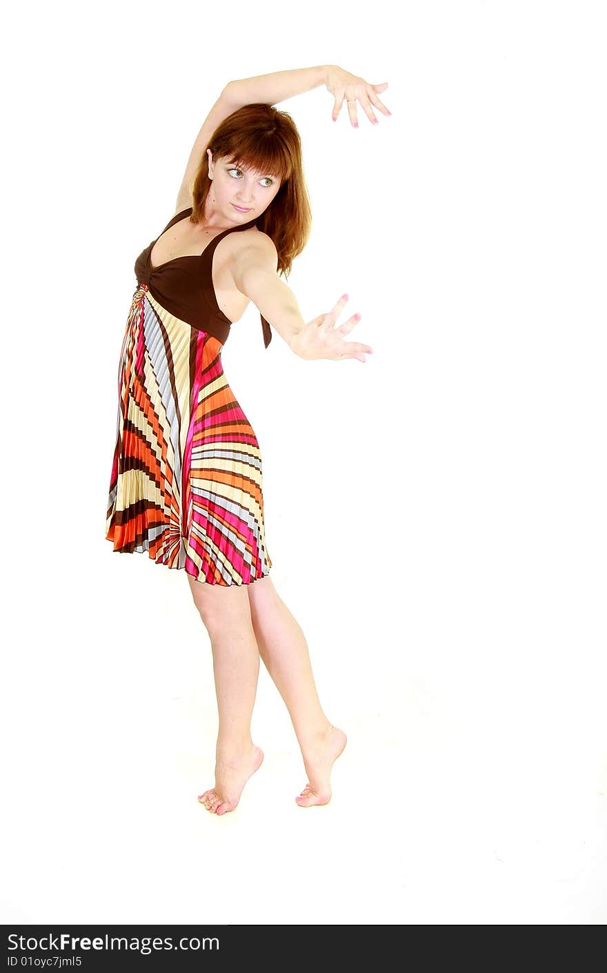 Dancing girl in colorful dress