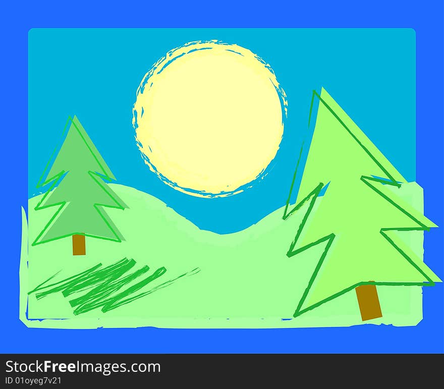 Nature background,green trees, vector. Nature background,green trees, vector