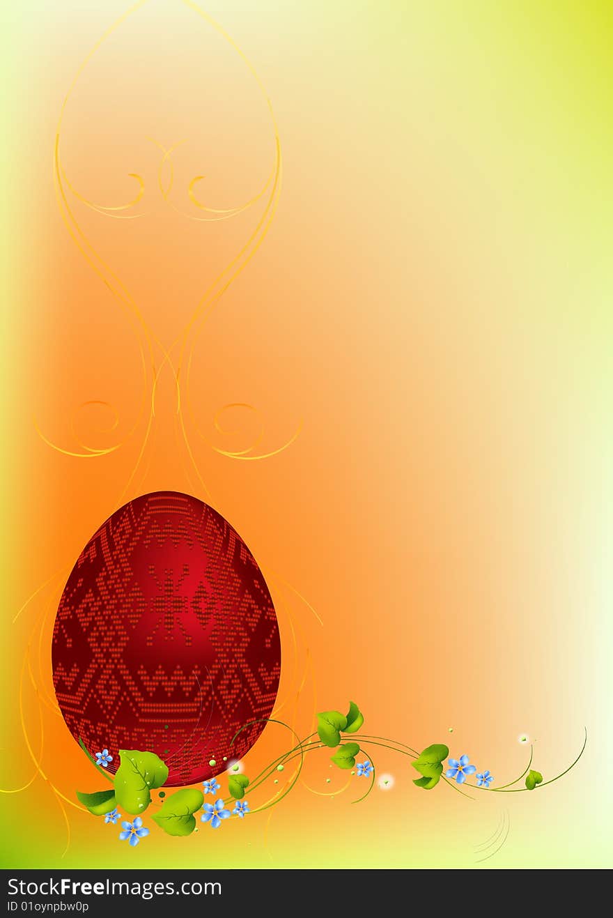 The image of easter eggs and narcissuses. The image of easter eggs and narcissuses