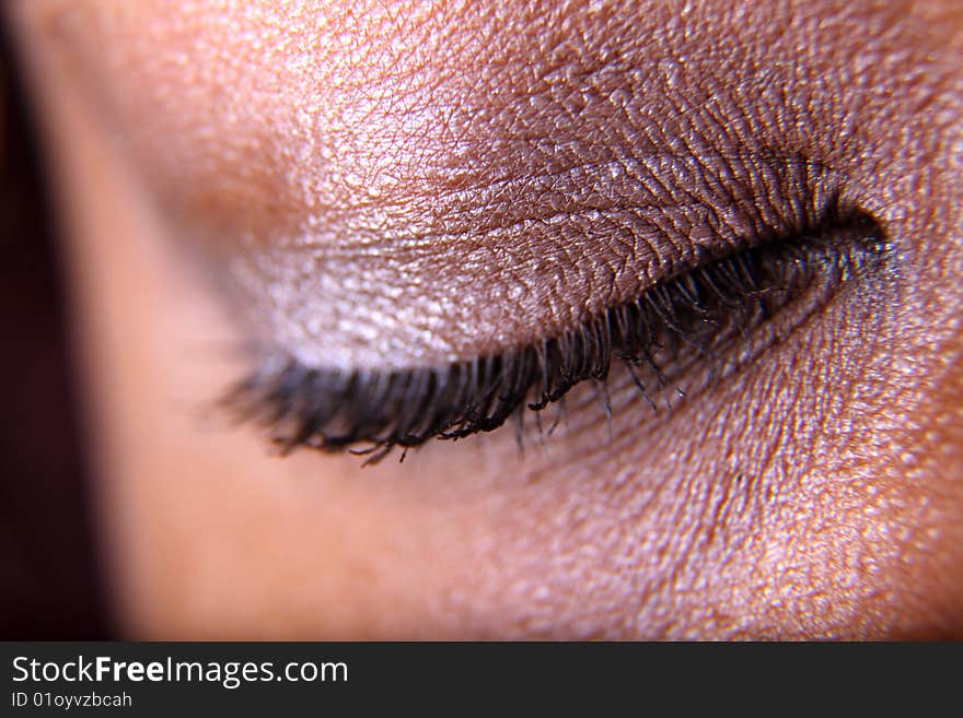 Closed eye of afro american woman