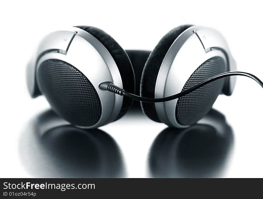 Headphones on white background