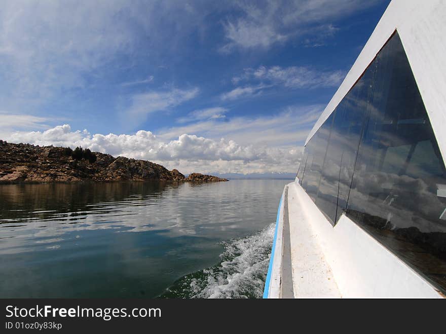 Bolivia, a boat in the lake