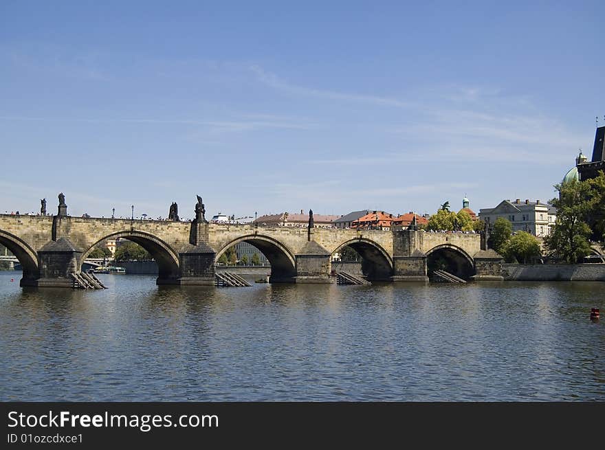 View of Charles's bridge in Prague