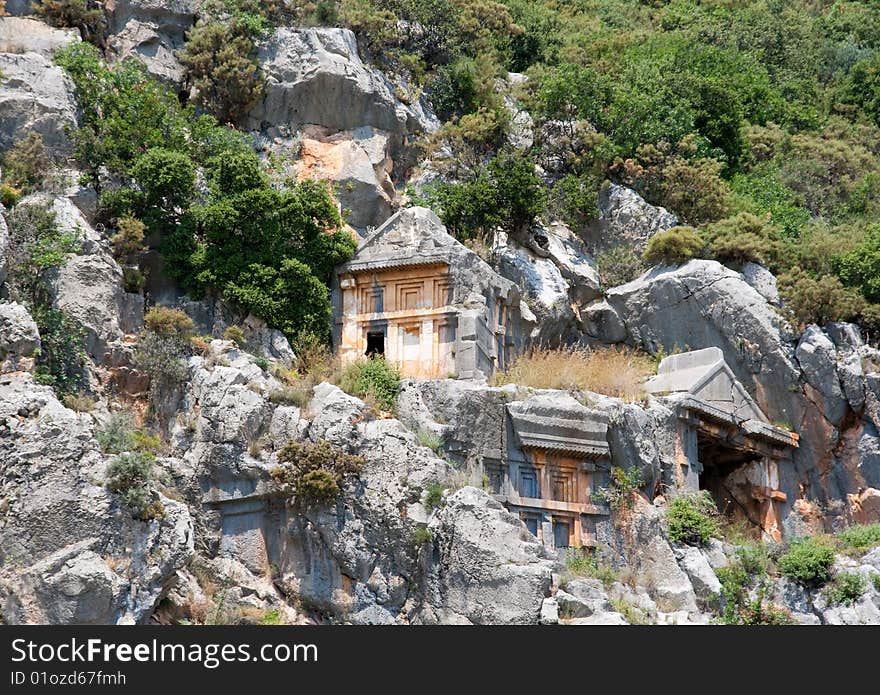 Lycian tombs in Demre, Turkey