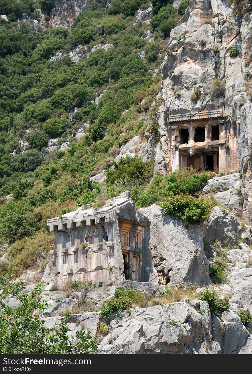 Lycian tombs in Demre, Turkey