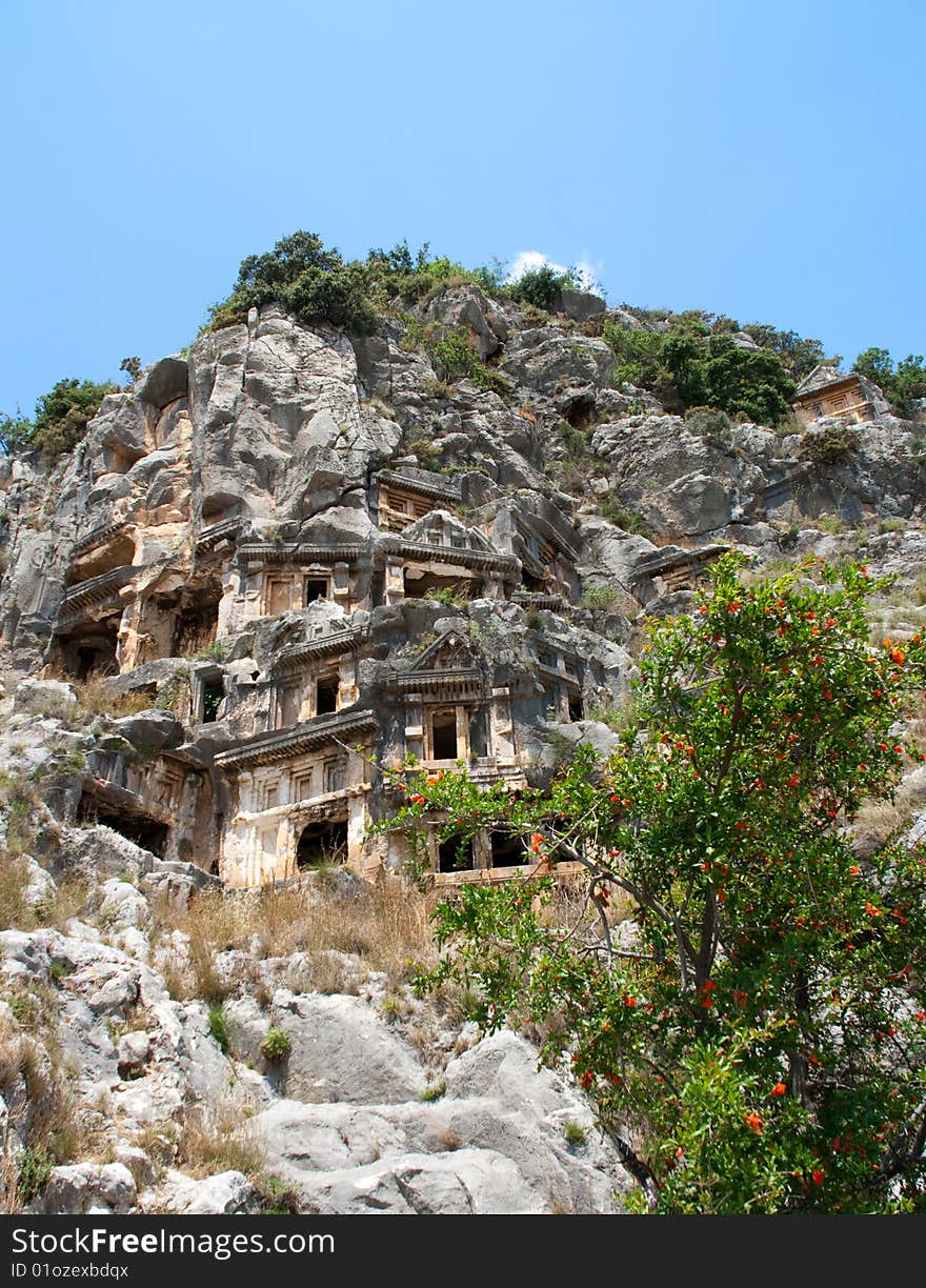 Lycian tombs in Demre, Turkey