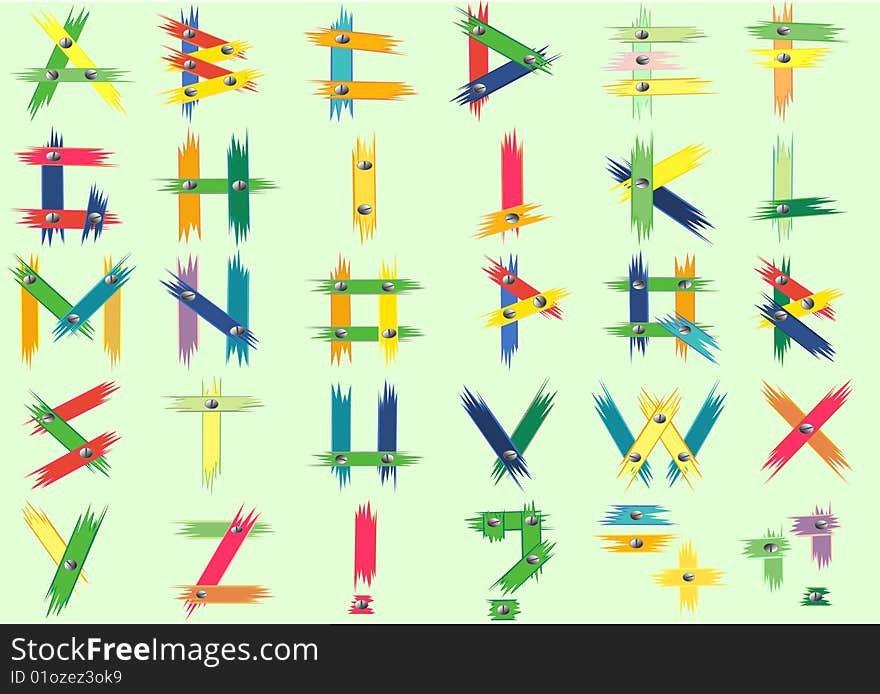 Color vector abstraction of the English alphabet. Color vector abstraction of the English alphabet