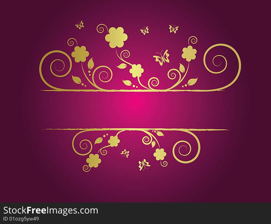 Golden floral frame for text