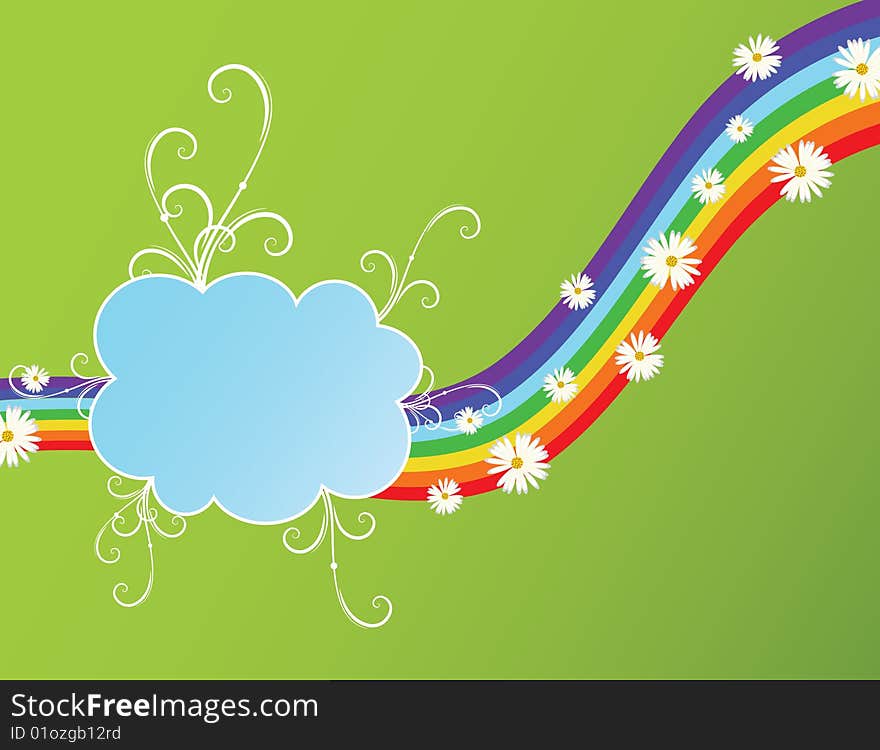 Summer floral background with rainbow