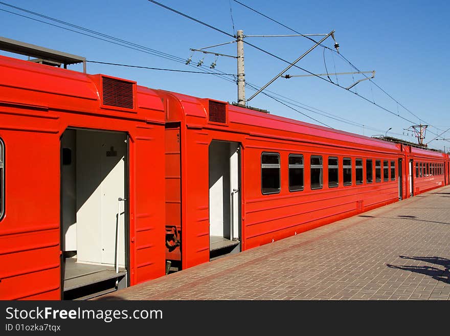 Red Train on the station