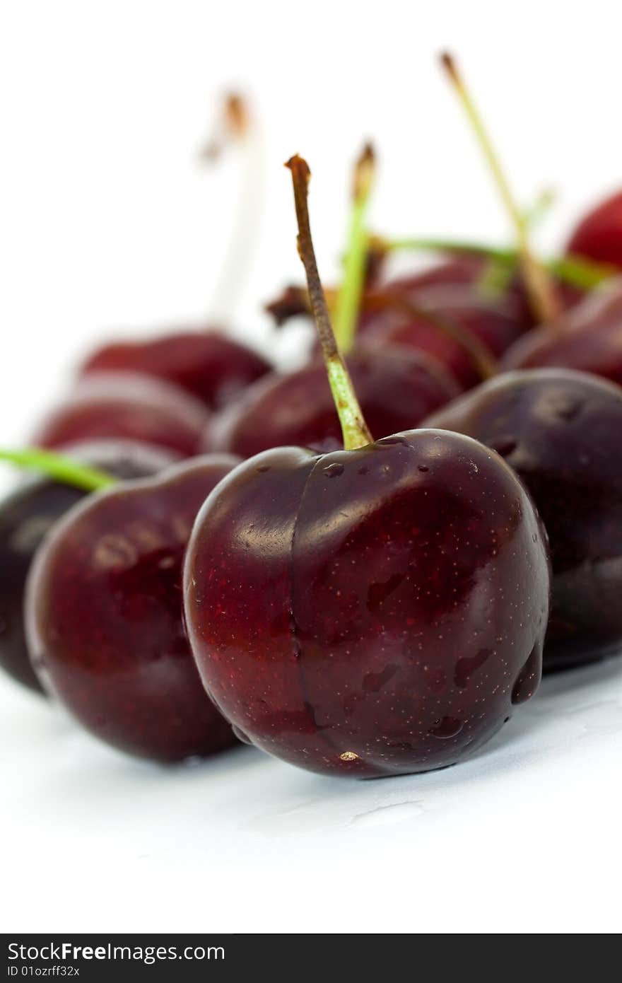 Ripe, juicy cherries,isolated on white background