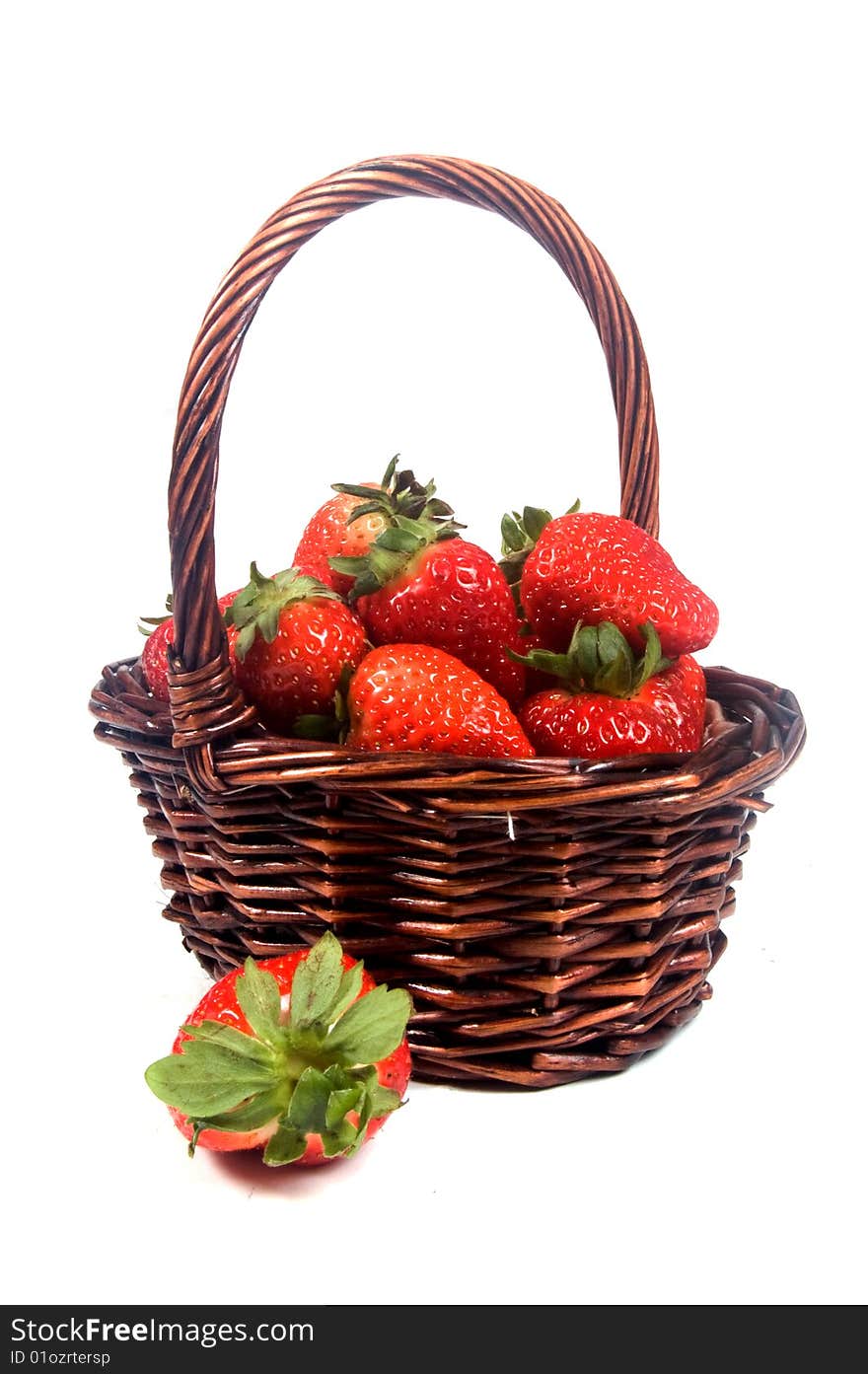 Closeup of strawberries in a basket