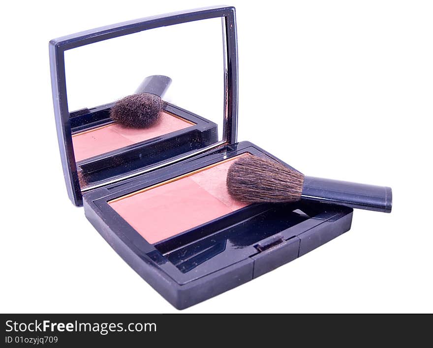 Cosmetic blush isolated on white background