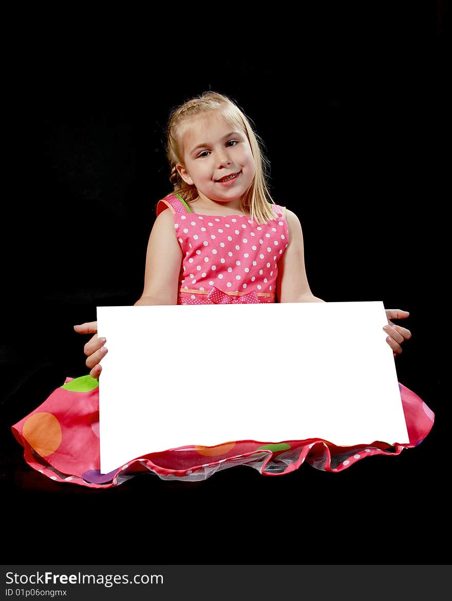 A childs portrait on a black background. A childs portrait on a black background