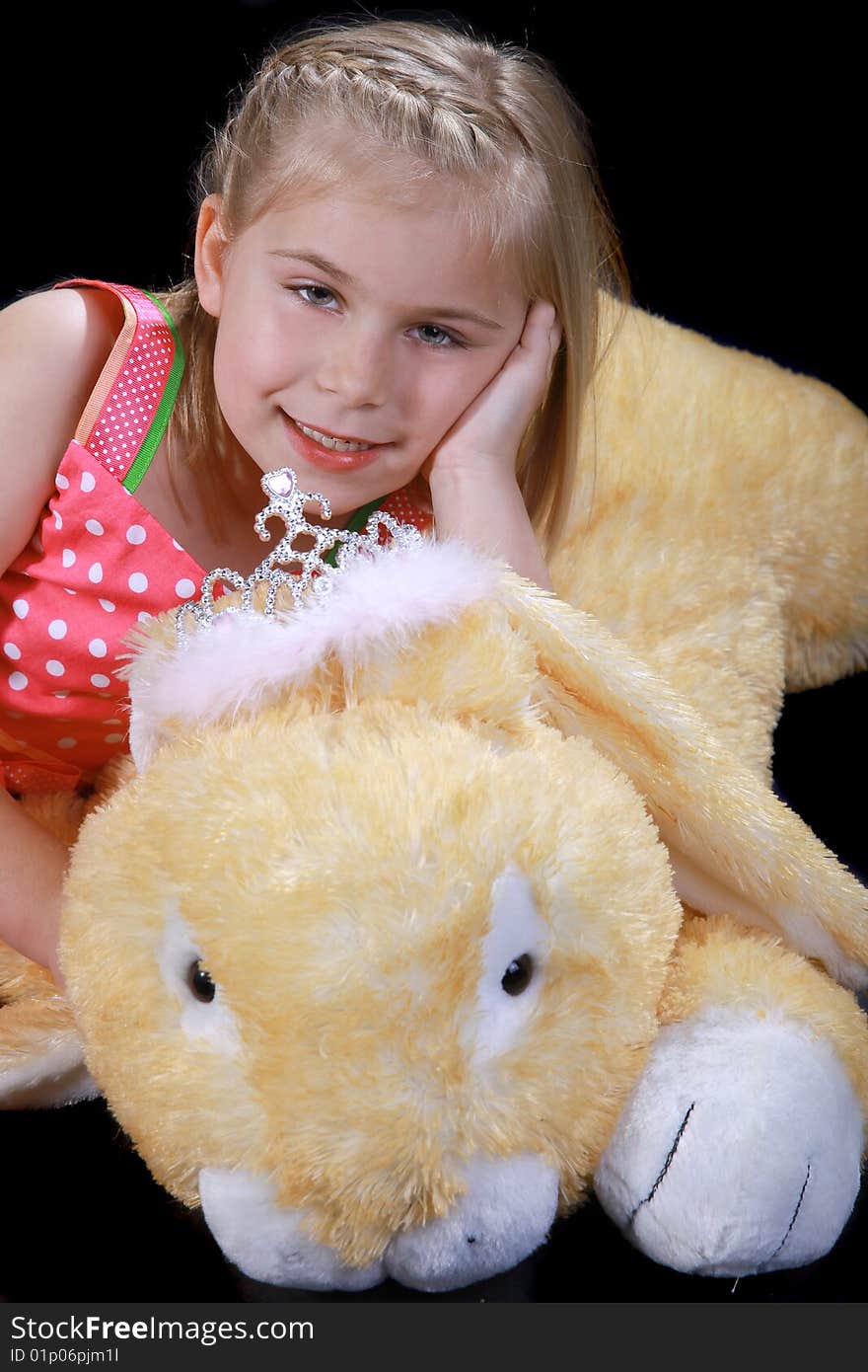 A childs portrait on a black background. A childs portrait on a black background