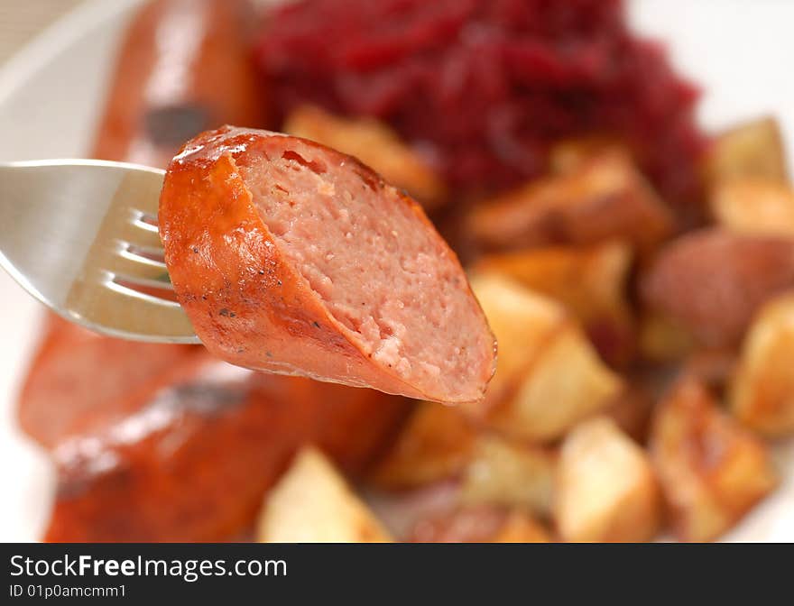 Smoked Sausage With Cabbage