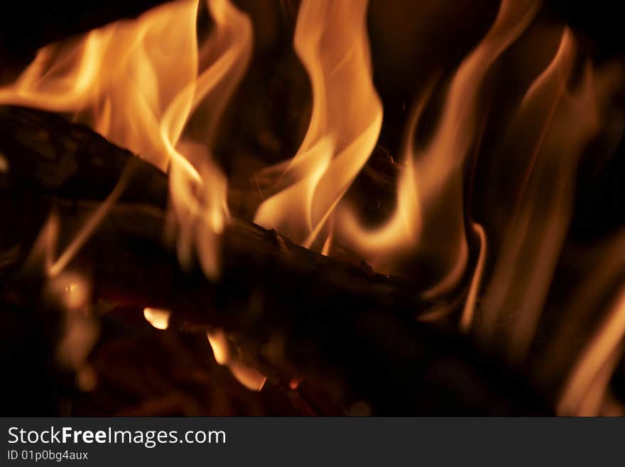 Fragment of the fire on a black background