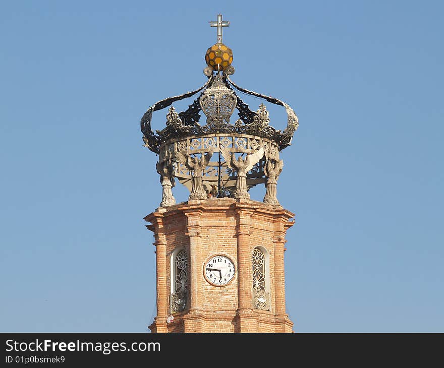 Puerto Vallarta Mexico clock tower crown. Puerto Vallarta Mexico clock tower crown