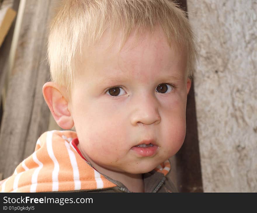 View of a small boy outside