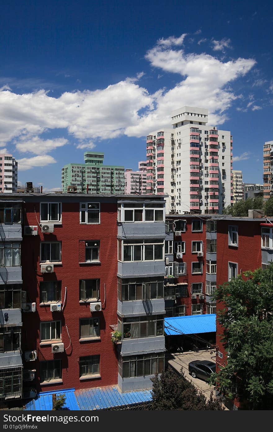 A General Living Area in Beijing,China.Summer,Blue sky. A General Living Area in Beijing,China.Summer,Blue sky.