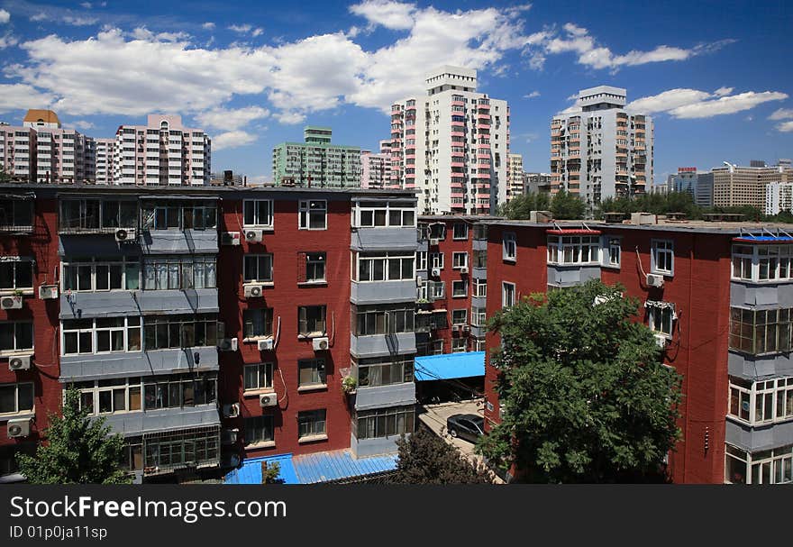 A General Living Area in Beijing,China.Summer,Blue sky. A General Living Area in Beijing,China.Summer,Blue sky.