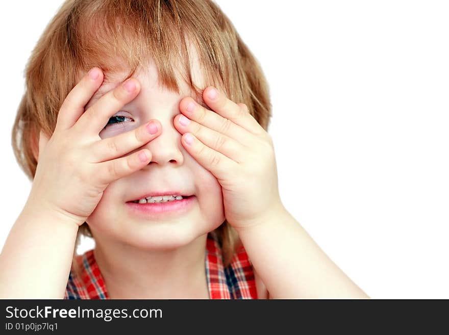 Beautiful portrait of a boy on a white background