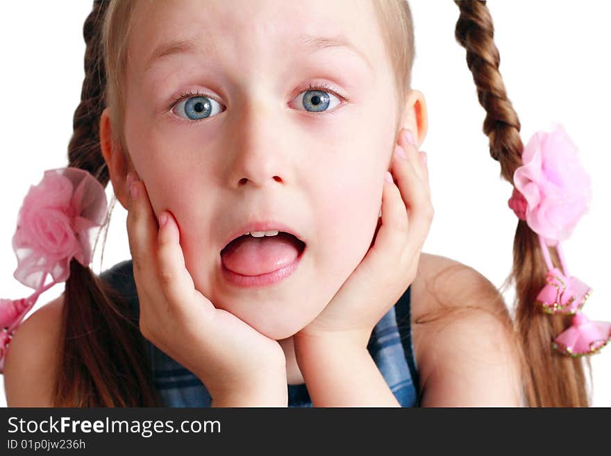 Beautiful girl portrait on white background