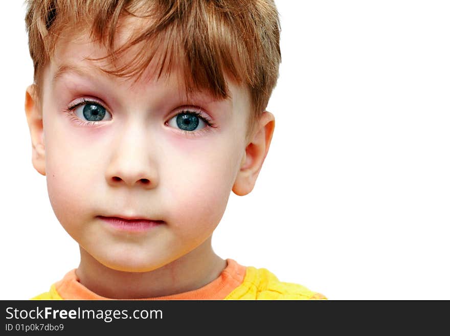 Beautiful portrait of a boy on a white background