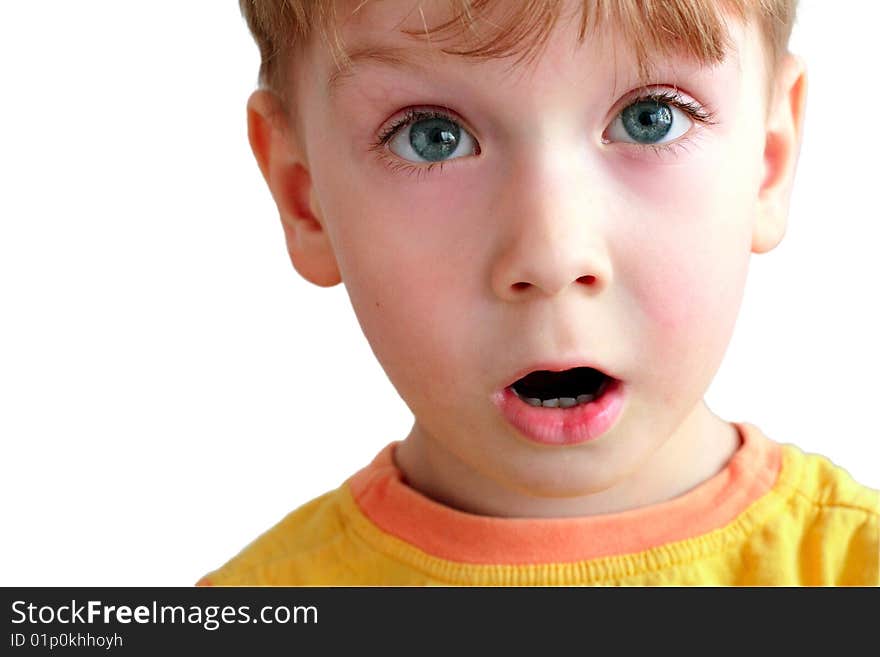 Beautiful portrait of a boy on a white background