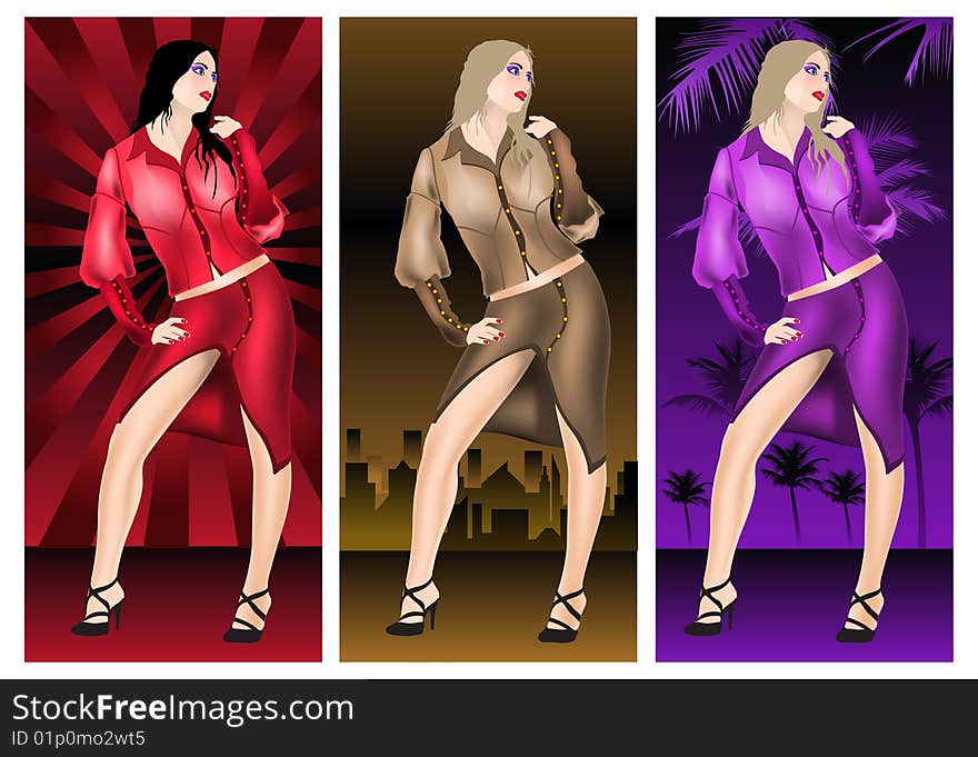 Vector illustration of sexy dancing girl, on color background. Vector illustration of sexy dancing girl, on color background