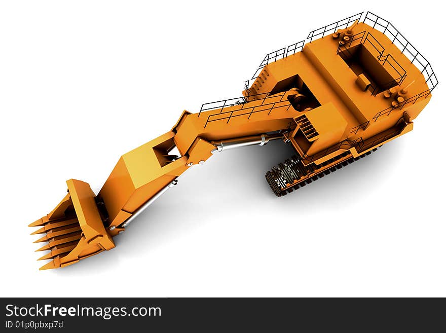 Larger orange digger isolated on white background