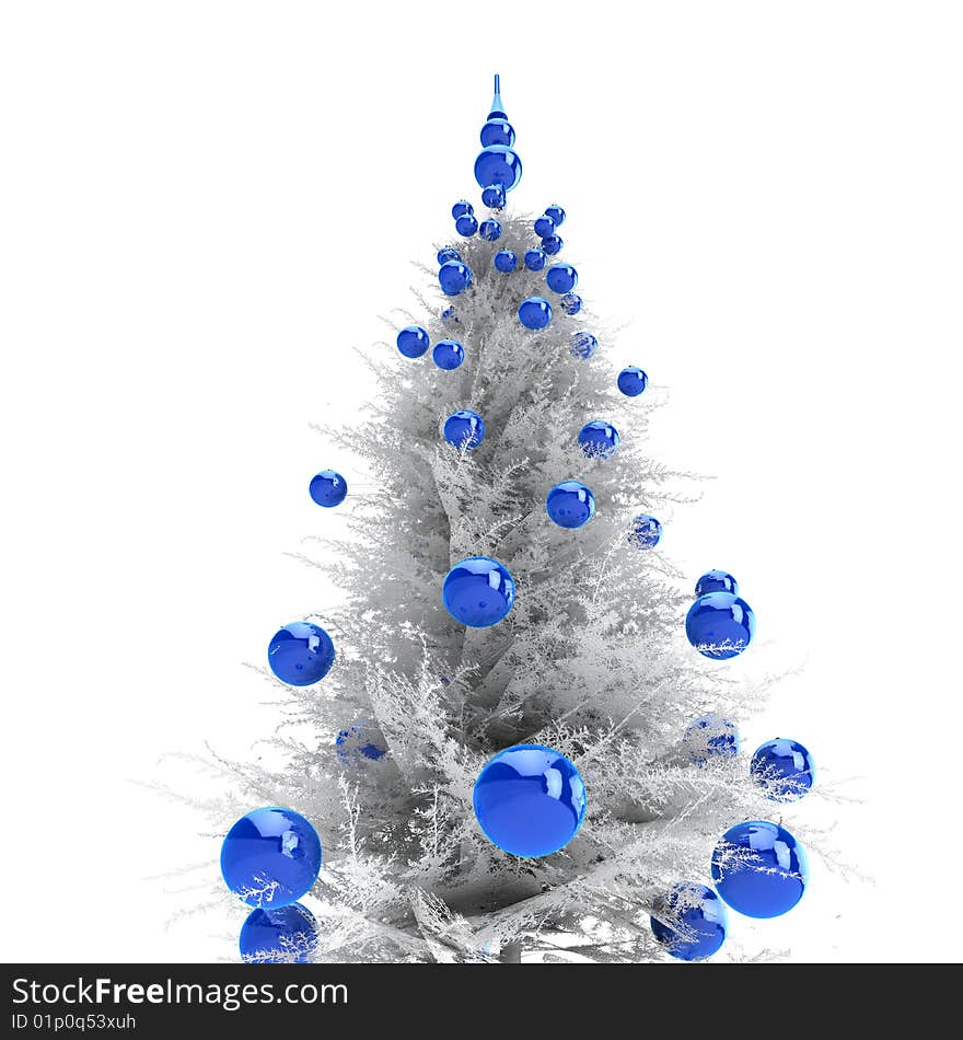 Light grey christmas tree with blue balls