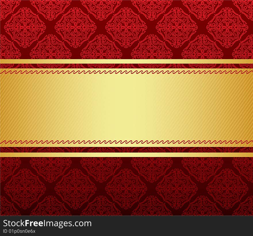 Red with goldbackground, vector illustration. Red with goldbackground, vector illustration