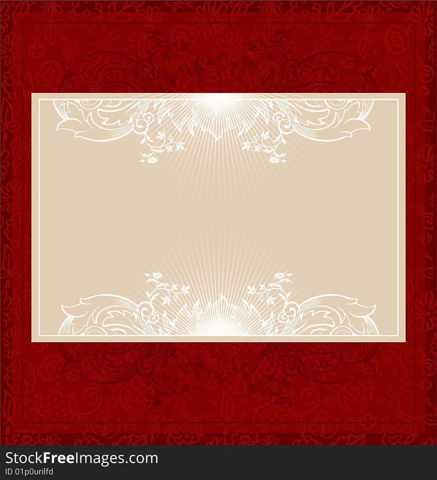 Floral gold banner, vector illustration