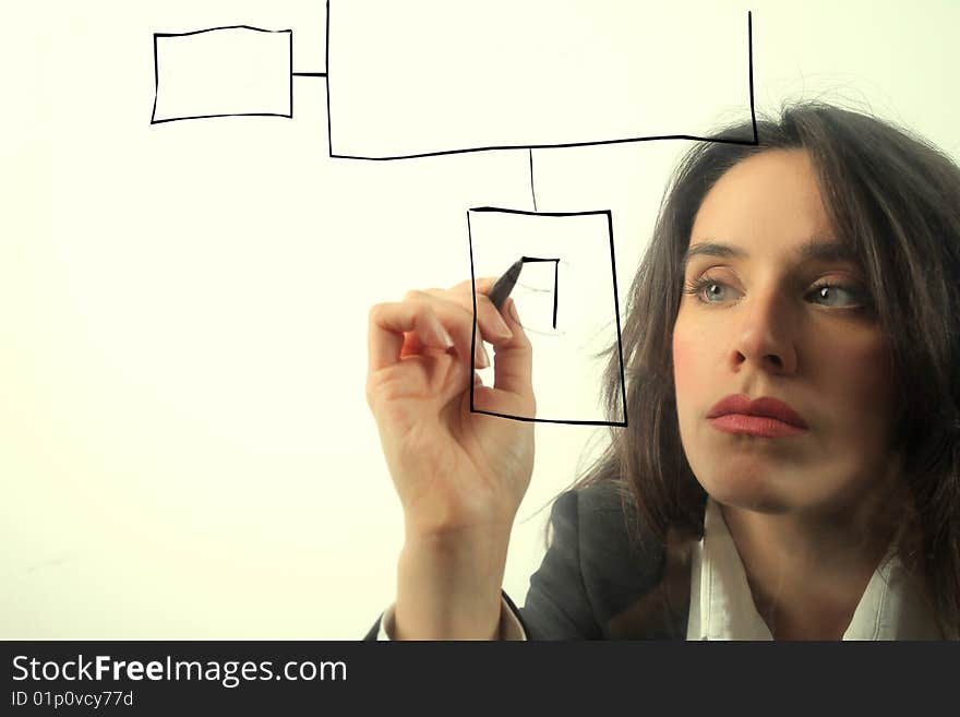 Business woman drawing a graphic. Business woman drawing a graphic