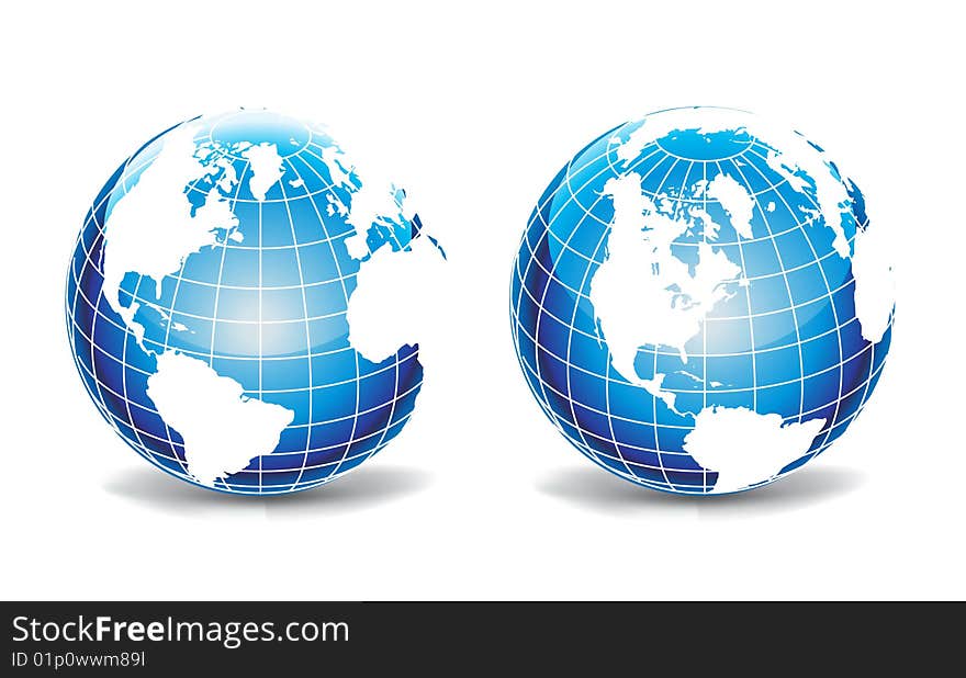 Vector globes isolated on white background