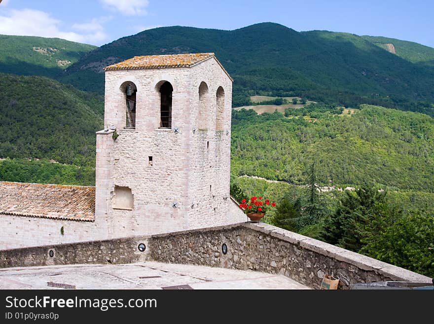 Photo of umbria church in the mountains. Photo of umbria church in the mountains