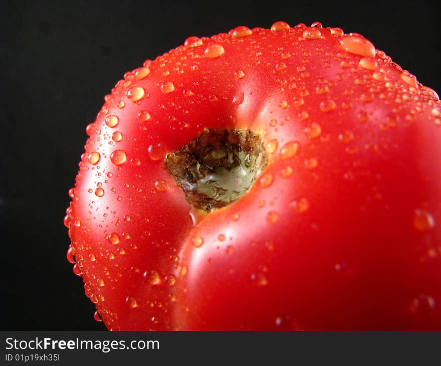 Tomato with Water Drops