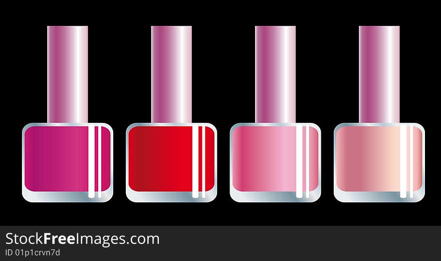 Nail polishes of different colours