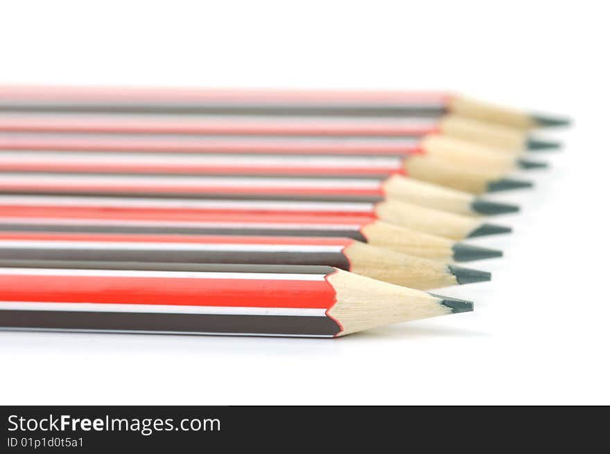 Lead pencils isolated against a white background