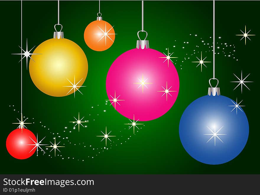 Illustration of a christmas background with colorful balls. Illustration of a christmas background with colorful balls