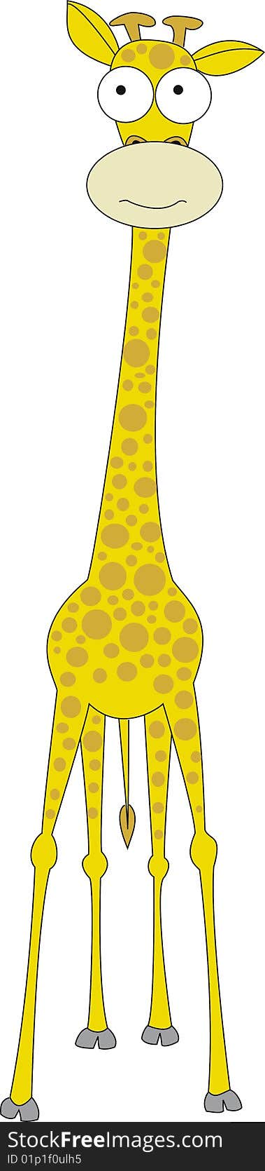 Cute giraffe standing and looking illustration