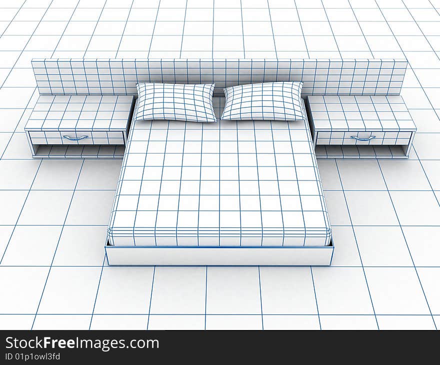 Sofa on white. 3D rendering