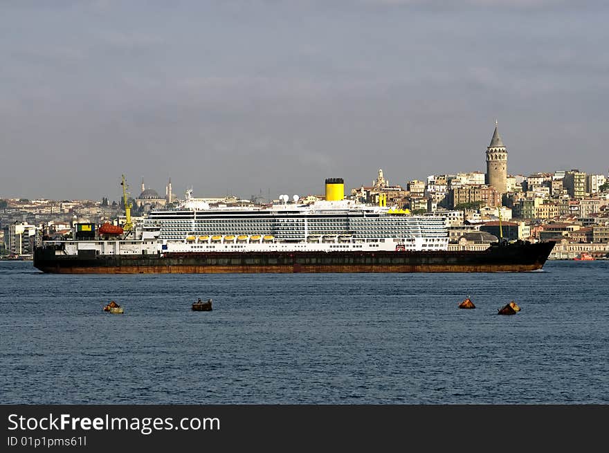 Cruise ship in istanbul harbor