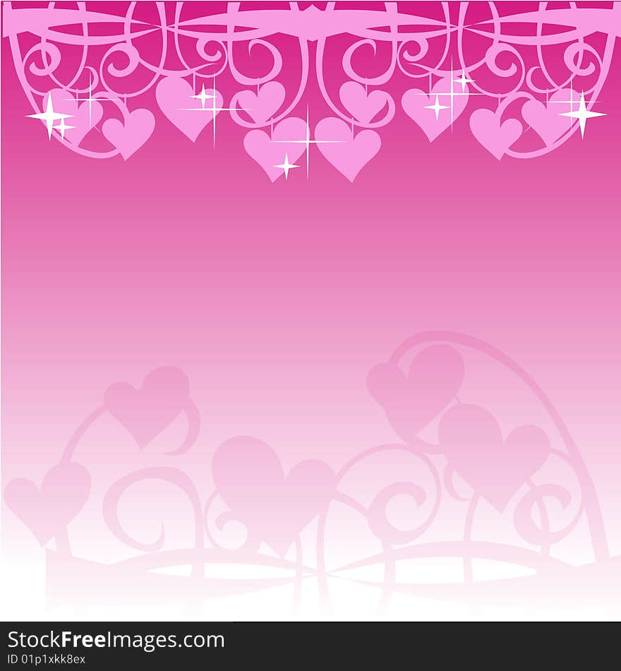 Hearts and ribbons background