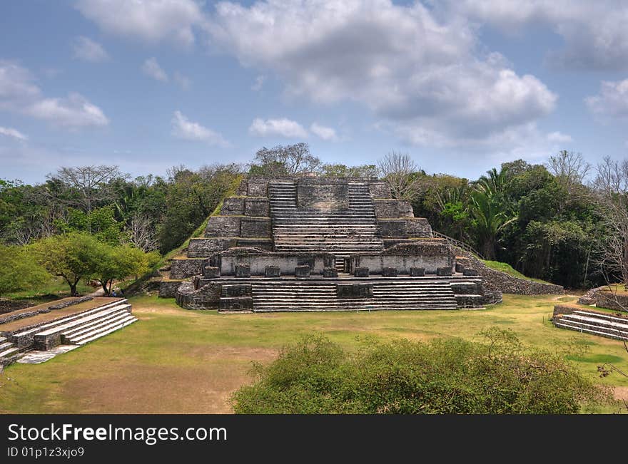 Ruins of mayan site in belize called Altun Ha