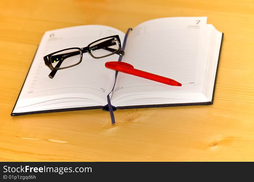 The stationery on office desk. The stationery on office desk