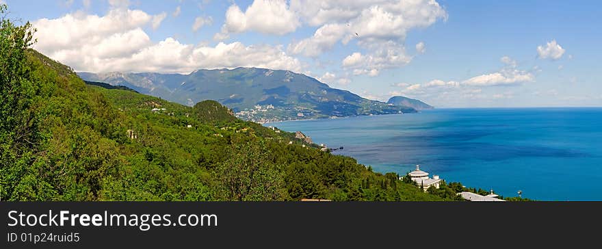 Panorama of the mountains and epidemic deathes of the south coast of Krimea. Panorama of the mountains and epidemic deathes of the south coast of Krimea