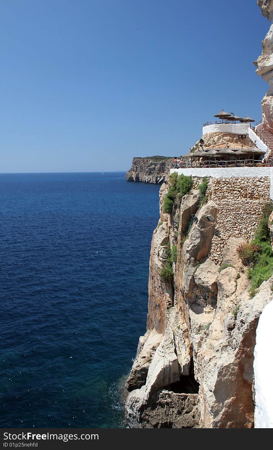 Terraces on the cliffs above the Meditarranean sea in Balearics